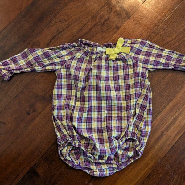 Plaid Long-sleeved Bodysuit Onesie